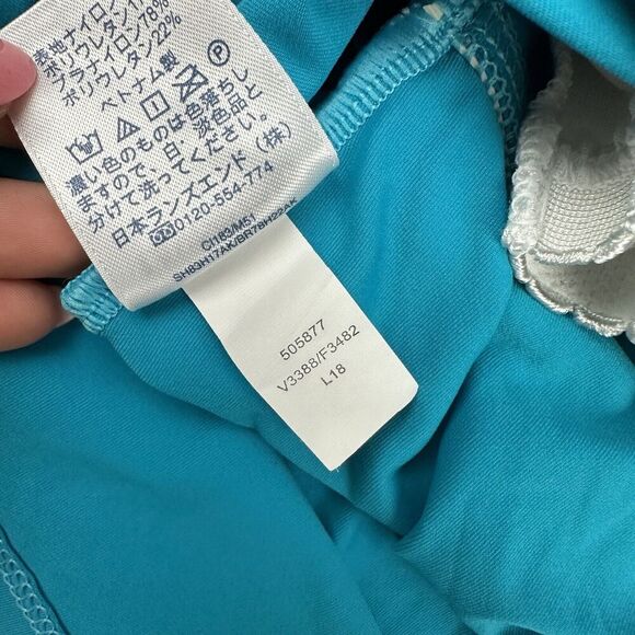 Lands' End Teal Blue Padded Tankini Swim Bikini Top Sz 8 Adjustable Straps - Picture 8 of 8